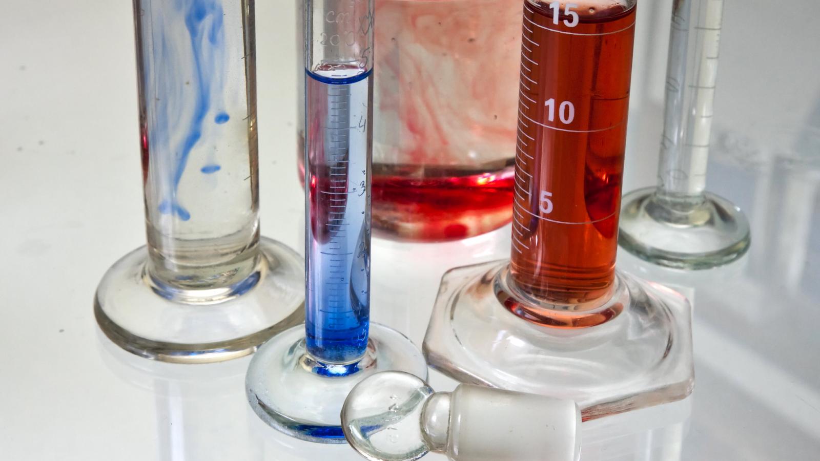 Test tubes with various liquids